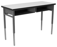 DESK - CLASSROOM SELECT - ADVOCATE SERIES DESK - 4-LEG TWO STUDENT - 48 W X 20 D IN - MARKERBOARD - LOCKEDGE - SPECIFY TOP COLOR - SPECIFY EDGE COLOR - BOOKBOX - SPECIFY BOOKBOX TYPE