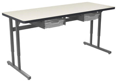 DESK - CLASSROOM SELECT - ADVOCATE SERIES DESK - PEDESTAL LEG TWO STUDENT - 60 W X 24 D IN - LAMINATE - T-MOLD - SPECIFY TOP COLOR - SPECIFY EDGE COLOR - TOTE RAILS