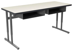 DESK - CLASSROOM SELECT - ADVOCATE SERIES DESK - PEDESTAL LEG TWO STUDENT - 60 W X 24 D IN - LAMINATE - T-MOLD - SPECIFY TOP COLOR - SPECIFY EDGE COLOR - BOOKBOX - SPECIFY BOOKBOX TYPE