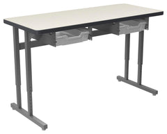 DESK - CLASSROOM SELECT - ADVOCATE SERIES DESK - PEDESTAL LEG TWO STUDENT - 48 W X 20 D IN - LAMINATE - T-MOLD - SPECIFY TOP COLOR - SPECIFY EDGE COLOR - TOTE RAILS