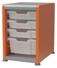 CLASSROOM SELECT - GEODE SERIES STORAGE CABINET - SHORT - SINGLE WIDE - THREE 3-IN TOTES AND ONE 6-IN TOTE - OPEN - SPECIFY SIDE PANEL COLOR - STANDARD - GLIDE