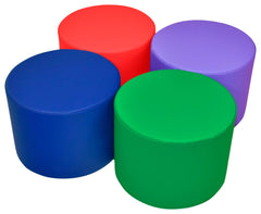 CHILDCRAFT - OTTOMANS - ROUND - SET OF 4 - 16 W X 16 D X 12 H IN - SPECIFY COLOR