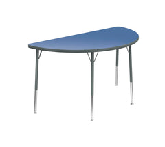 TABLE - CLASSROOM SELECT - HALF ROUND ACTIVITY TABLE - 60 X 30 - SPECIFY PRODUCT HEIGHT - LAMINATE - T-MOLD - SPECIFY TOP COLOR - SPECIFY EDGE COLOR - SPECIFY LEG COLOR - STANDARD