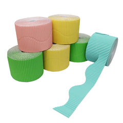 SCO CARD DECORATIVE BORDER ROLLS SCOLLOPED 57MMX15M ASSORTED PASTELS 6PCS - get 1 border roll for free -Min Qty 1