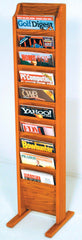 WOODEN MALLET - FREE STANDING MAGAZINE RACK - 10 POCKETS - SPECIFY COLOR