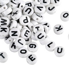 SCO BEADS ALPHABET RESIN WHITE -Min Qty 6