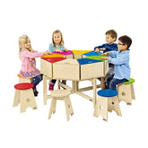NINO Deluxe classroom cajon 8-piece set with wooden baseplate, stand & stools