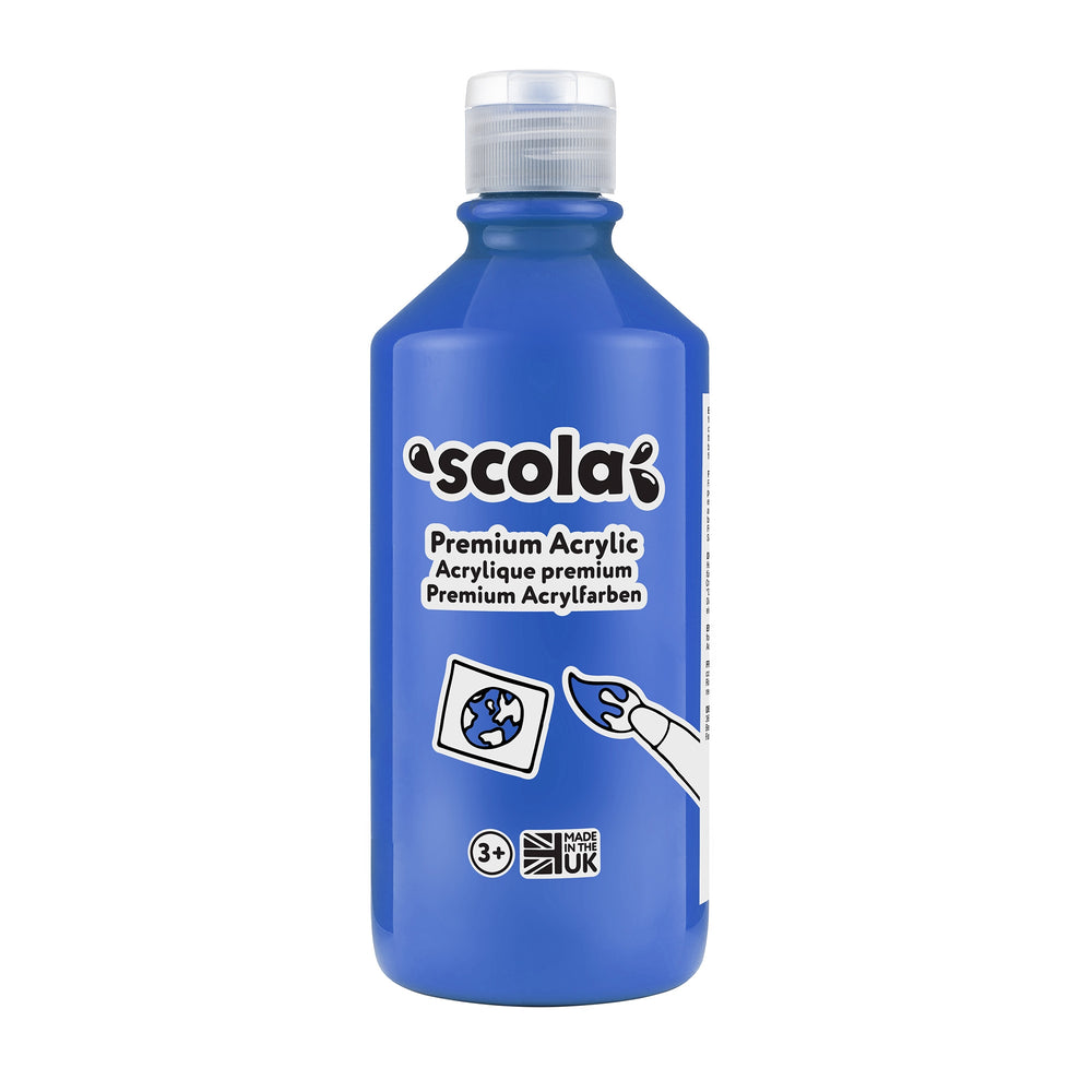 500ml Tilgear acrylic paint in Ultramarine Blue, ideal for arts and crafts projects, with vibrant color visible in the image.