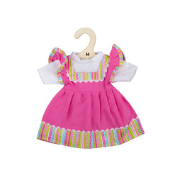 Pink Dress With Striped Trim - Medium