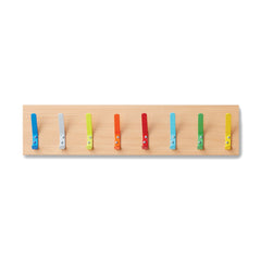 Monarch coat hooks on beech backing board - 8 hooks