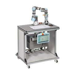 Christian MMS Station Robotics UR3e from Tilgear, electronic project kit with robotic arm and AV & ICT components, detailed view.