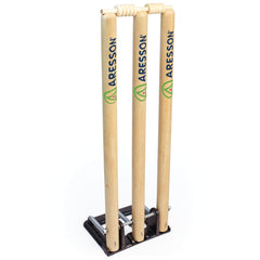 ARESSON WOODEN SPRINGBACK CRICKET STUMPS AND BAILS SET 71CM