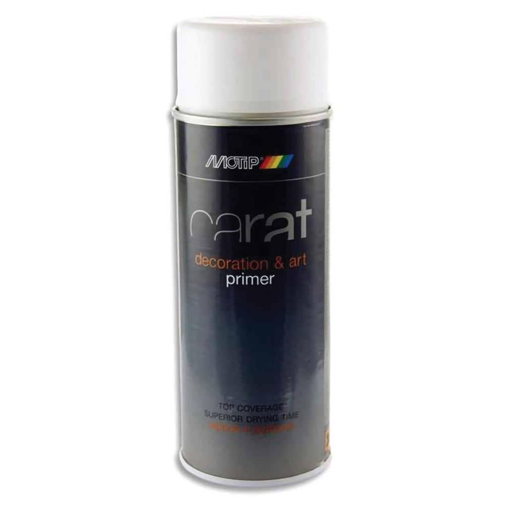 Clear spray primer for art and craft projects by Tilgear, 400ml aerosol can, designed for painting and surface preparation.