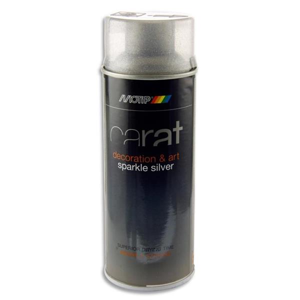 Silver metallic spray paint can by Tilgear, 400ml, used for art and craft projects, with a sleek silver finish.