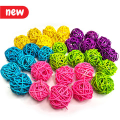 Multi Coloured Rattan Balls, pack of 30