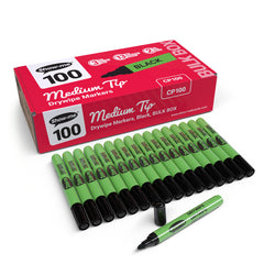 Show-me Classbox of 100 Medium Tip Slim Barrel Drywipe Markers in Black