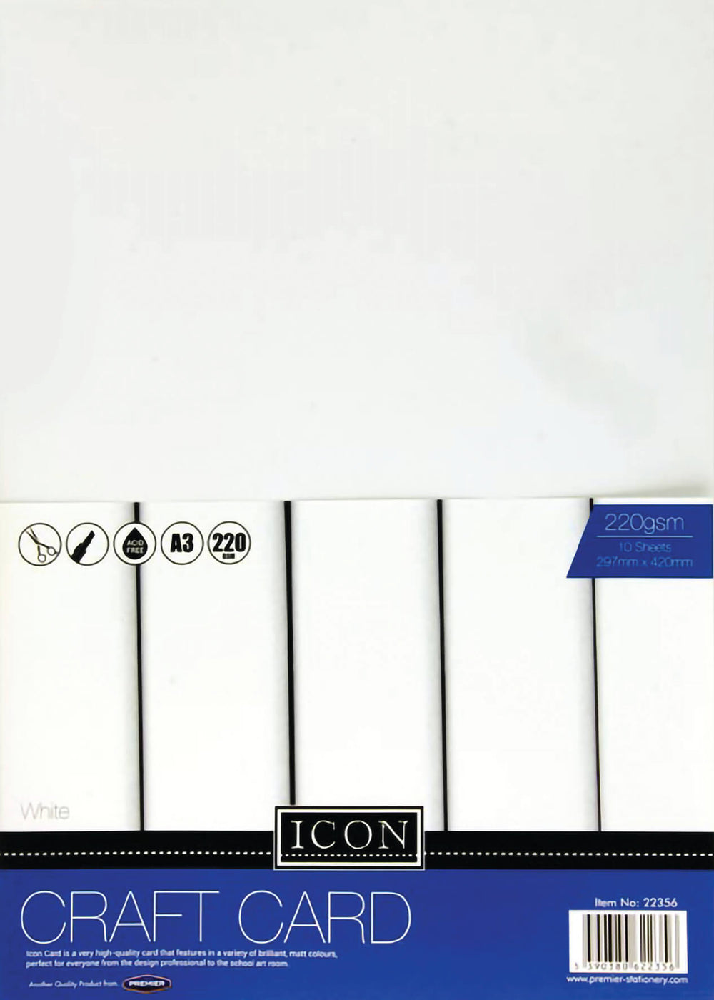 White A3 craft card from Tilgear, 220gsm, pack of 10, ideal for art and craft projects and creative paper crafts.