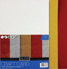 A pack of ten A4 glitter craft cards in 220gsm by Tilgear, featuring colorful glitter surface for arts and crafts projects.