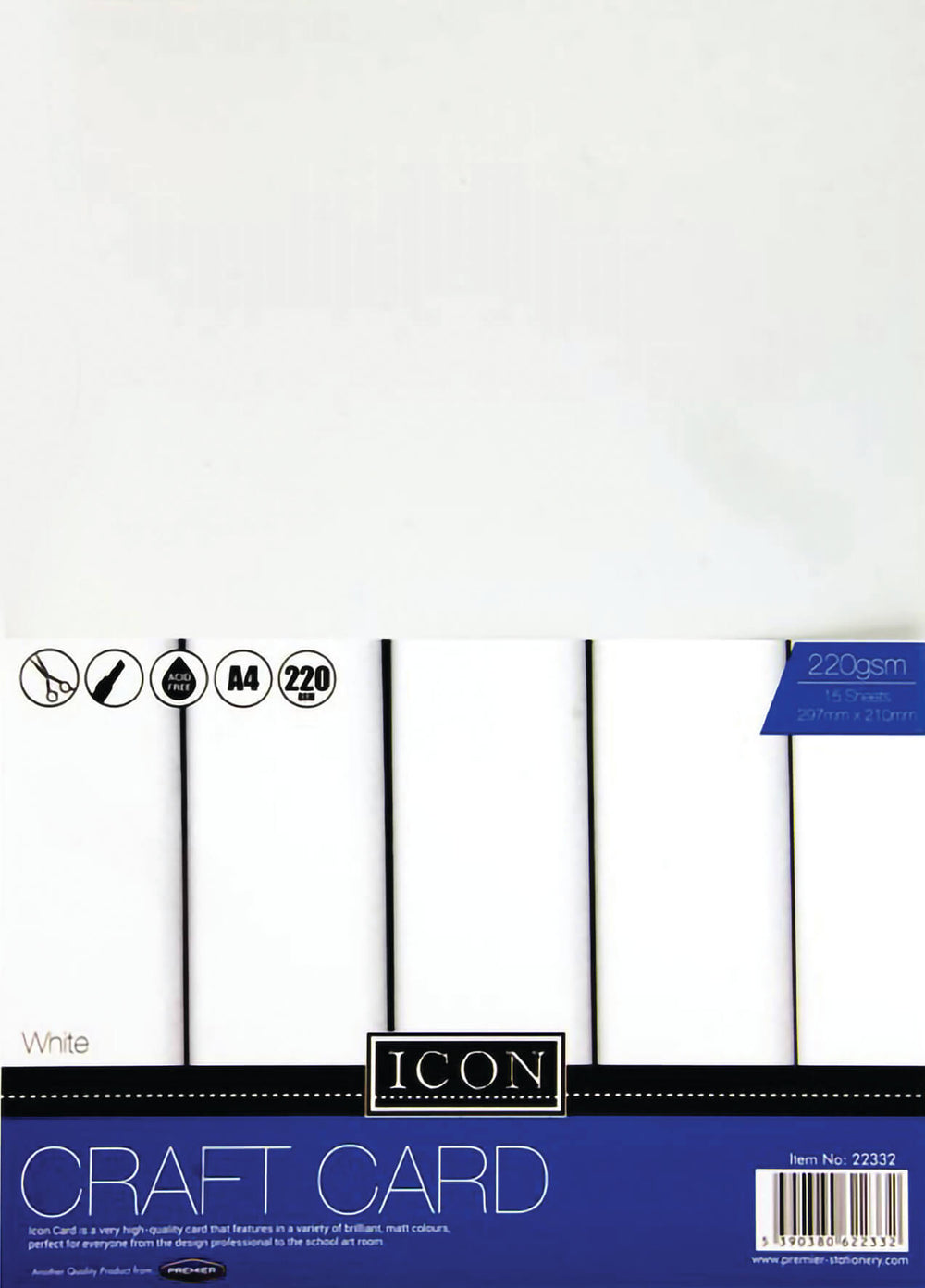 White A4 craft card from Tilgear, 220gsm, pack of 15, ideal for arts, crafts, and creative projects.