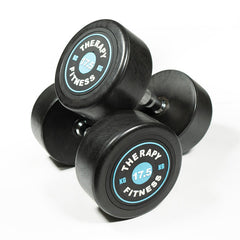 DS Cast Iron Round Dumbbells (Pair) - 17.5kg Black