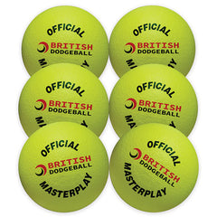 OFFICIAL BRITISH DODGEBALL MASTERPLAY FOAM DODGEBALL 150MM, YELLOW, SET OF 6