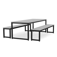 Monarch dining table & bench set with grey top - Dark grey