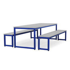 Monarch dining table & bench set with grey top - Blue