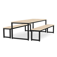 Monarch dining table & bench set with maple top - Dark grey