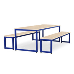 Monarch dining table & bench set with maple top - Blue