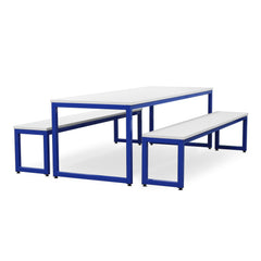 Monarch dining table & bench set with white top - Blue
