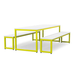 Monarch dining table & bench set with white top - Yellow