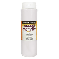 White Daler Rowney Graduate Acrylic paint in 500ml bottle, ideal for art and craft painting projects.