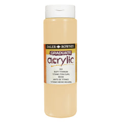 Daler Rowney Graduate Acrylic Buff Titanium paint in 500ml container, suitable for art and craft projects.