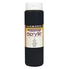 Black Daler Rowney Graduate Acrylic paint in 500ml bottle, suitable for art and craft painting projects.