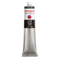 Daler Rowney Georgian Water Mixable Oil Paint in Ivory Black, 200ml bottle, suitable for art and painting projects.