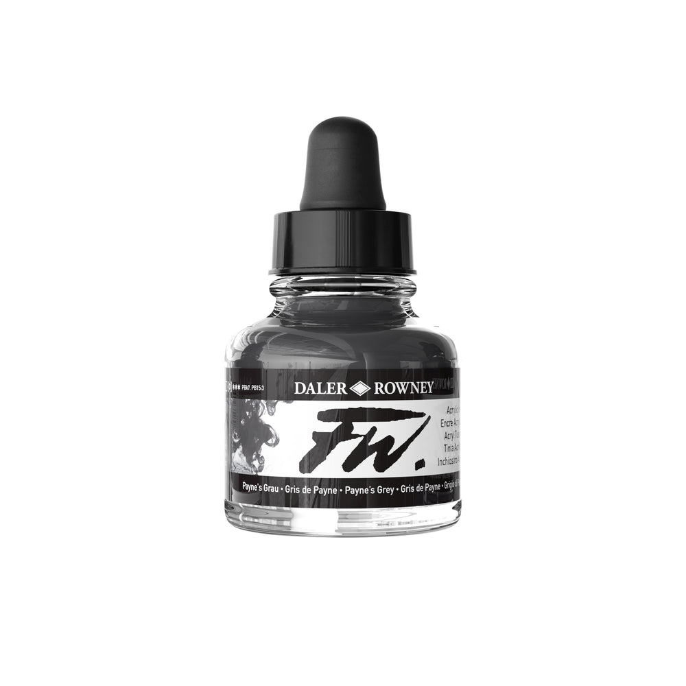Daler Rowney Paynes Grey acrylic ink in 29.5ml bottle, suitable for art and craft painting projects, by Tilgear.