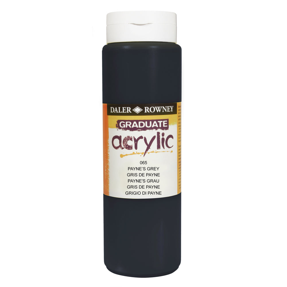 Daler Rowney Graduate Acrylic Paint in Paynes Grey, 500ml, versatile art paint for crafts and painting projects.