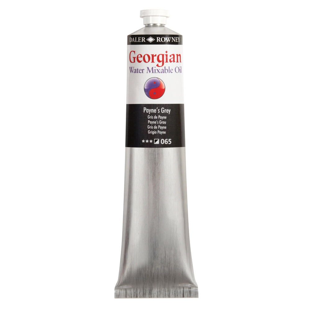 Daler Rowney Georgian Water Mixable Oil Paint in Payne's Grey, 200ml, for art and craft painting projects.