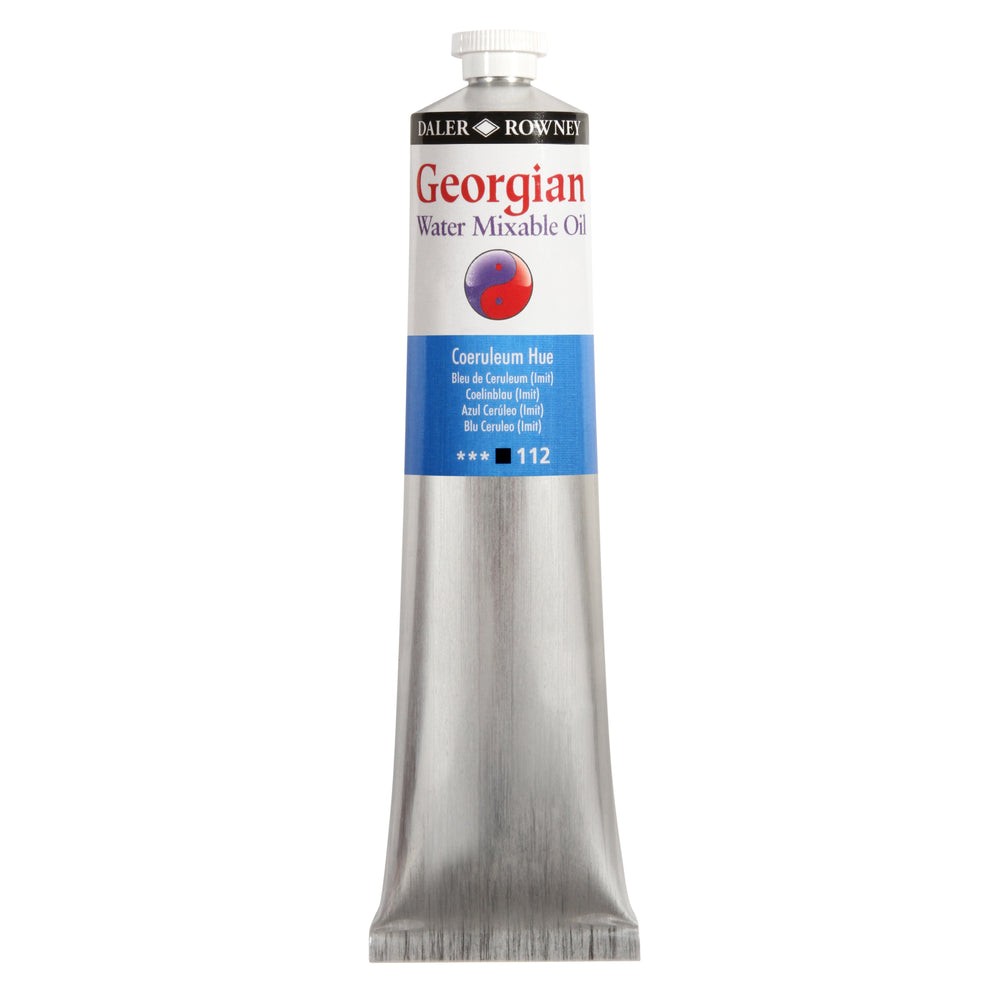 Daler Rowney Georgian Water Mixable Oil Paint Coeruleum Hue 200ml tube, suitable for art and painting projects, by Tilgear.