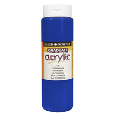 Daler Rowney Graduate Acrylic Ultramarine Blue paint 500ml bottle for art and craft projects, designed for artists.