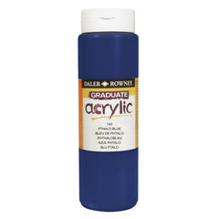 Daler Rowney Graduate Acrylic paint in Phthalo Blue, 500ml bottle for art and craft painting projects.