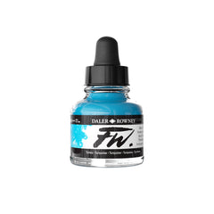 Daler Rowney turquoise acrylic ink in 29.5ml bottle, suitable for art and craft painting projects, by Tilgear.