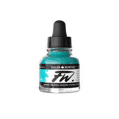 Daler Rowney Marine Blue acrylic ink in 29.5ml bottle, vibrant blue paint for arts and crafts projects.