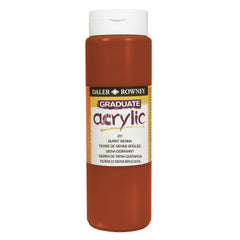 Daler Rowney Graduate Acrylic Burnt Sienna paint in a 500ml bottle, ideal for art and craft painting projects.