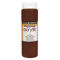 Daler Rowney Graduate Acrylic Burnt Umber paint in 500ml container, ideal for art and craft projects.
