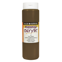 Daler Rowney Graduate Acrylic paint in Raw Umber, 500ml bottle, suitable for art and craft painting projects.