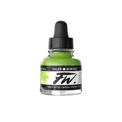 Daler Rowney acrylic ink in light green, 29.5ml bottle, ideal for art and craft painting projects and creative designs.