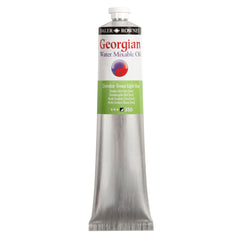 Daler Rowney Georgian Water Mixable Oil Paint in Cinnabar Green Light Hue, 200ml jar, suitable for art and painting projects.