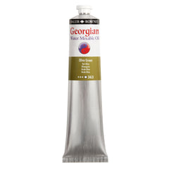 Daler Rowney Georgian Water Mixable Oil Paint in Olive Green, 200ml bottle, suitable for art and craft painting projects