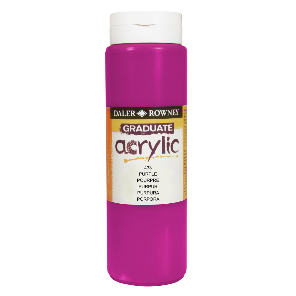 Purple Daler Rowney Graduate Acrylic paint in a 500ml bottle, ideal for art and craft projects, by Tilgear.